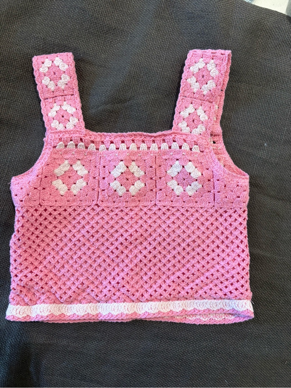 Pink Crochet Tank Top for Kids - BTWEEN